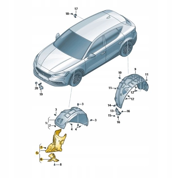 Cupra OE 5FF854816R СПОЙЛЕР ПРАВОЇ КОЛІСНОЇ АРКИ CUPRA FORMENTOR ORIGINAL OE