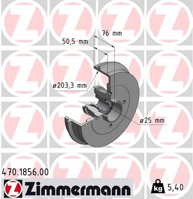 Zimmermann 470.1856.00 Гальмівні барабани zimmermann 470.1856.00