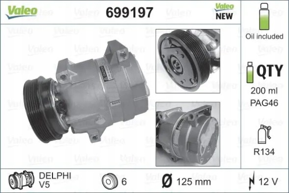 Valeo 699197 Компресор компресора кондиціонера 699197 valeo