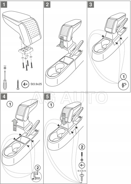 Rati C05503A Підлокітник Стандарт тканина, Seat Toledo 2013-2019; Šкод Rapid 2012-2019