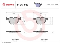 P06033 BREMBO Комплект гальмівних колодок з 4 шт дисків