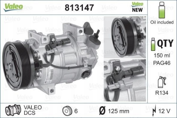 Valeo 813147 Компресор компресора кондиціонера 813147 valeo