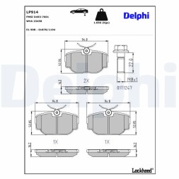 LP914 DELPHI Комплект гальмівних колодок з 4 шт дисків