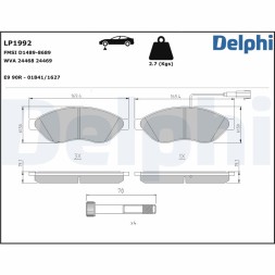 LP1992 DELPHI Комплект гальмівних колодок з 4 шт дисків