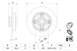 0986479F74 BOSCH ДИСК ГАЛЬМIВНИЙ ЗАДНIЙ