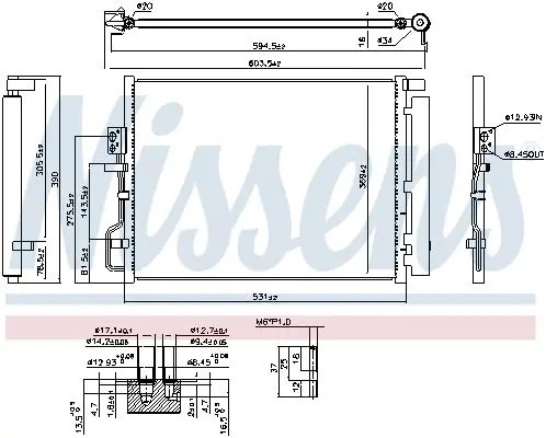 Nissens 941072 Конденсатор радіатора кондиціонування повітря 941072 nissens