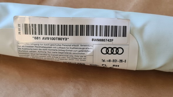 Audi OE 8W9880742F / A4 KOMBI AUDI A4 B9 УНІВЕРСАЛ 2016-2024 AIRBAG ЗАВІСА ПРАВА 8W9880742F ОРИГІНАЛ