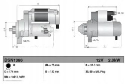 Denso DSN1386 Стартер dsn1386 denso honda accord
