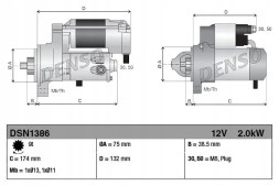Denso DSN1386 Стартер dsn1386 denso honda accord
