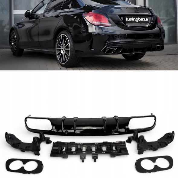 Китай RDFF-C063-205-BLK Задній дифузор чорний у стилі C43 AMG для Mercedes W205 S205 2014-2020