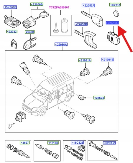 Ford OE ПУЛЬТ ДИСТАНЦІЙНОГО КЕРУВАННЯ ЦЕНТРАЛЬНИМ ЗАМКОМ Ford Transit Connect 10-13 OE 1684341 _4S6T-15K601-CA