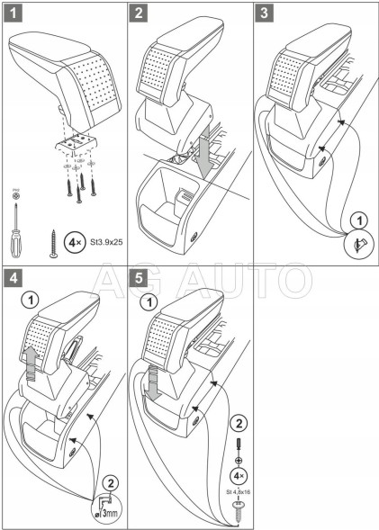 Rati C05401A Підлокітник RATI Стандарт тканина, Ford Focus III, 2015-2018, після фейсліфту