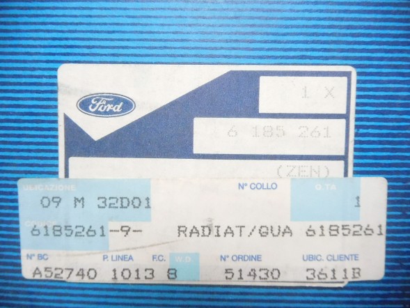 Ford OE 6185261 Теплообмінник, обігрівач ford escort iv oe 6185261