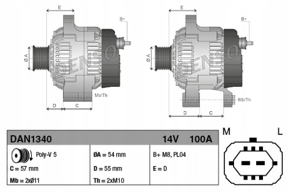 AD BRAKE VIC-187668 Альтернатор для OPEL ASTRA G CLASSIC, ASTRA H, ASTRA H CLASSIC універсал, ASTRA