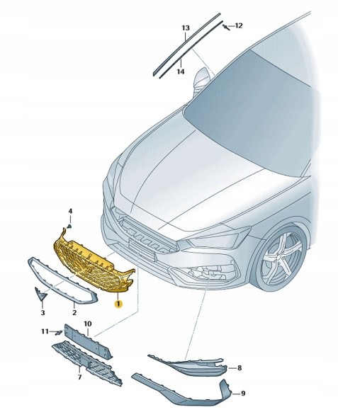 Cupra OE 5FA853654C 041 РЕШІТКА РАДІАТОРА CUPRA LEON GLOSS BLACK ORIGINAL OE