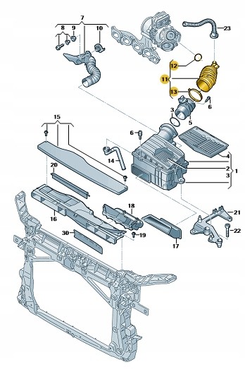 Skoda OE 3Q0129654R Повітряна трубка турбіни 3q0129654r vag нова оригінальна