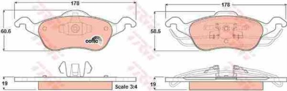 TRW TRW GDB1358 + DF4036 Набір диски + колодки передні trw ford focus mk1 і 1