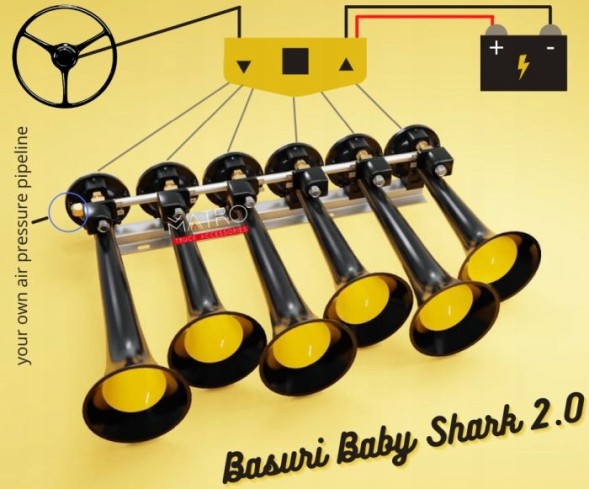 Китай 532 Пневматичні сигнали Basuri BABY SHARK 2.0 (19 мелодій) 24V