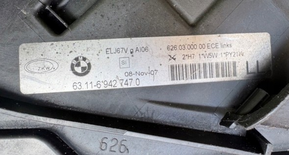 BMW OE 63116942747 Bmw 3 e90 e91 2004-2010 фара права темна в зборі 63116942747