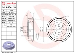 14 A854 10 BREMBO Гальмівний барабан