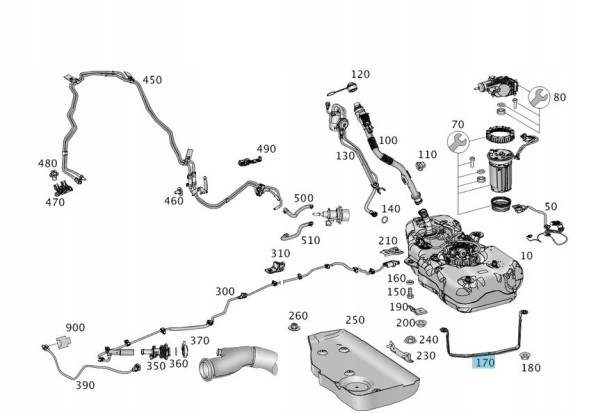 Mercedes-Benz OE A1664700240 КРІПЛЕННЯ ПОВ'ЯЗКИ БАКА ADBLUE MERCEDES МЛ 166