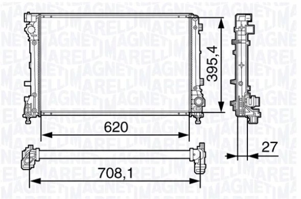 MAGNETI MARELLI 350213131700 Радіатор fiat 500 1.4 abarth bm1317 mma