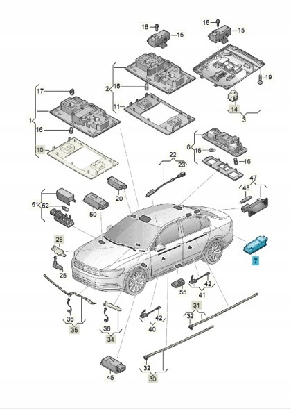 Volkswagen OE 3G9947291C82V ДІОДНЕ ОСВІТЛЕННЯ ДЛЯ ЧИТАННЯ ЧОРНИЙ ОРИГ VW
