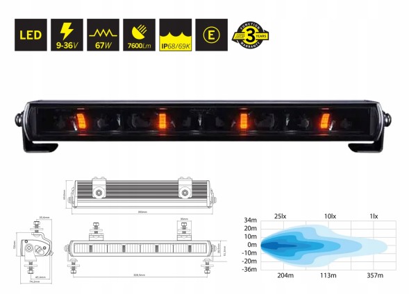Strands ST-LI-0151-001 Світлодіодна робоча лампа BAR галоген прожектор STRANDS NUUK 14" 7600lm 67W
