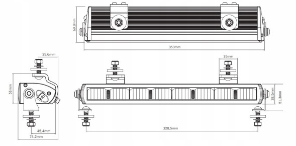 Strands ST-LI-0151-001 Світлодіодна робоча лампа BAR галоген прожектор STRANDS NUUK 14" 7600lm 67W