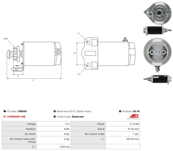 AS-PL Стартер AS-PL S9604S