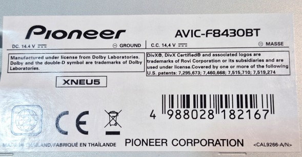 Nissan OE KE288PNE10 Автомобільне радіо Pioneer AVIC F8430BT