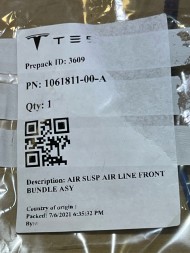 TESLA TECHNICS Tesla S FL ПНЕВМАТИЧНІ ТРУБКИ ПЕРЕДНІ 1061811-00-A НОВІ