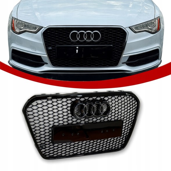 Китай AUDI A6 C7 GRIL ATRAPA CHŁODNICY PLASTER MIODU PRZE LCI 10-14 CZARNY POŁYSK Решітка радіатора Audi A6 C7 2010-2014 чорний глянець стільники