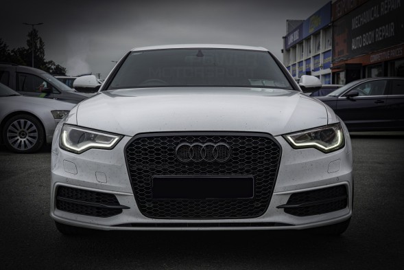 Китай AUDI A6 C7 GRIL ATRAPA CHŁODNICY PLASTER MIODU PRZE LCI 10-14 CZARNY POŁYSK Решітка радіатора Audi A6 C7 2010-2014 чорний глянець стільники