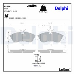 LP878 DELPHI Комплект гальмівних колодок з 4 шт дисків