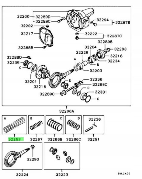 Mitsubishi OE MB185350 Комплект омивачів заднього диференціала OEM Mitsubishi Lancer EVO 4 5 6 7 8 9 10
