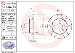 08 7626 75 BREMBO Диск гальмівний