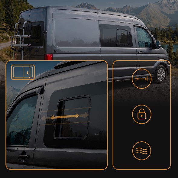 CHROMEMASTER CH-GL-0143-Q76 Переднє праве розкривне бічне скло для CITROEN JUMPY III 2016- (L2 / L3)