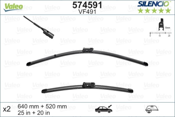 574591 VALEO Комплект щіток склоочисника Valeo 640 520мм