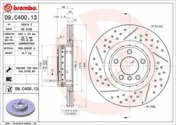 Brembo 09.C400.13 Brembo гальмівні диски задні 09.C400.13