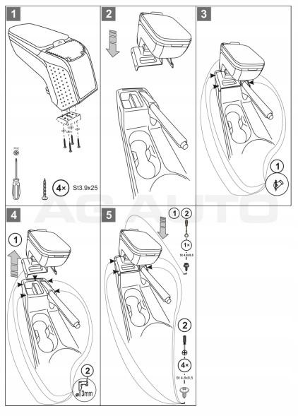 Rati V00256 Підлокітник з адаптером для VW Touran, 2003-2015, ARM2-Black