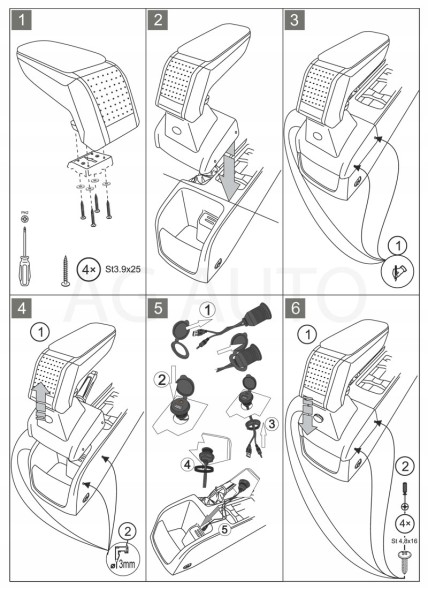 Rati V00839 ПІДЛІКОТНИК СТАНДАРТ FORD FOCUS, 2015-, AUX+USB