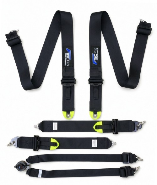 FMIC FP-HARNESS-31-004 Спортивні ремені безпеки з 6 точками кріплення, сертифікація FIA, 3 дюйми, чорні, Fmic Pro