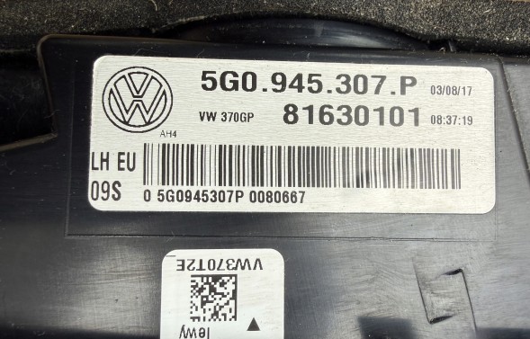 Volkswagen OE 5G0945307P GOLF 7 VII LIFT LED Лампа для GOLF 7 VII 5G0945307P ЛІВА, ЯК НОВА, ОРИГІНАЛ, FULL LED