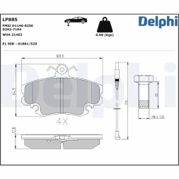 LP885 DELPHI Комплект гальмівних колодок з 4 шт дисків