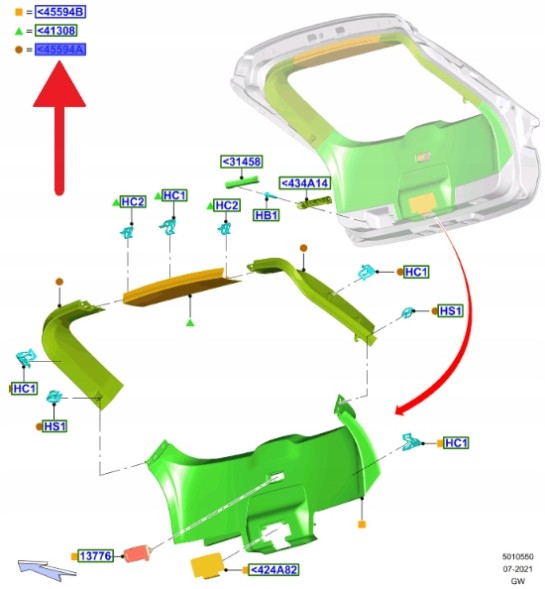 Ford OE ПРАВА ОБРОБКА ЗАДНЬОГО ЛЮКА MUSTANG MACH-E 2020- 2657865 _ LJ8B-R42324-AJ3