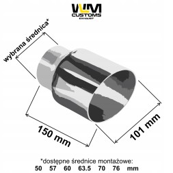 WLM Customs WLM-CH101PG Кінець вихлопу WLM 101мм полірований прямий жирний