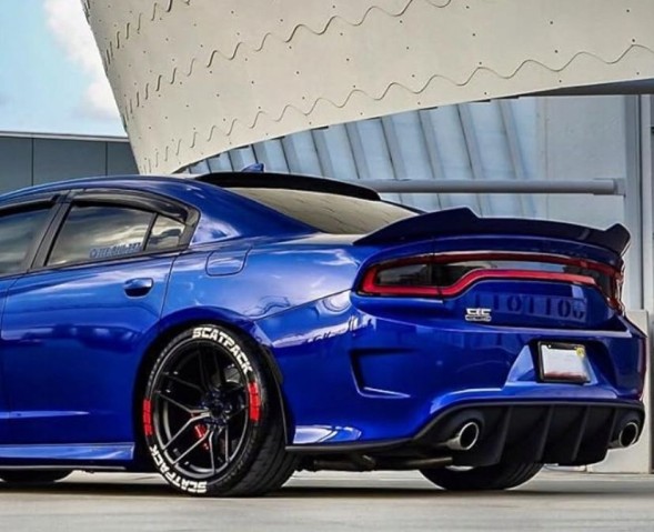Китай 000-CHAR15-RSV2MB Спойлер "Губа" - Чорний Матовий - Стиль V2 DODGE CHARGER 2015-2023
