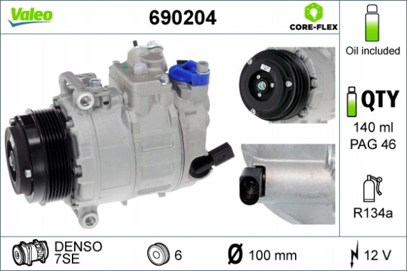 Valeo 690204 Компресор кондиціонера valeo 690204