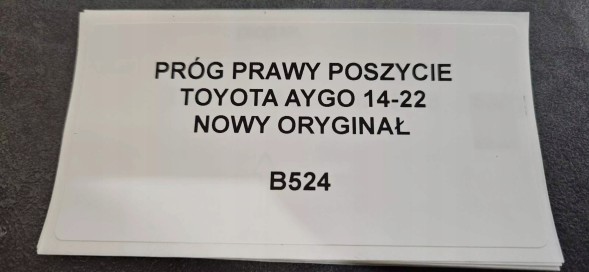 Toyota OE B524 KAMAX ПОРІГ ПРАВИЙ ОБШИВКА TOYOTA AYGO II 2014-22